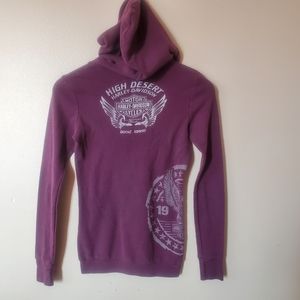 Harley Davidson Waffle Knit Light Pullover with Hood. Purple Size Small